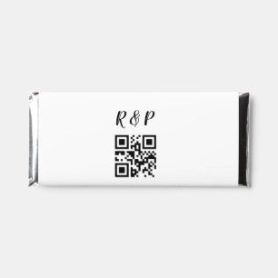 Wedding website rsvp q r code add name text thr hershey bar favors
