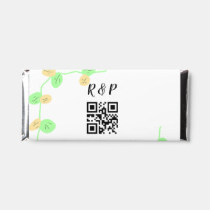 Wedding website rsvp q r code add name text thr hershey bar favors