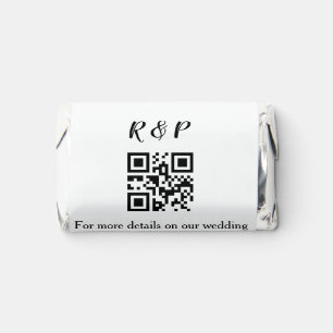 Wedding website rsvp q r code add name text thr hershey's miniatures