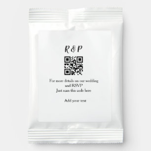Wedding website rsvp q r code add name text thr hot chocolate drink mix