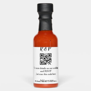 Wedding website rsvp q r code add name text thr hot sauces
