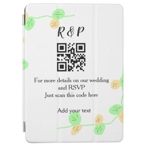 Wedding website rsvp q r code add name text thr iPad air cover