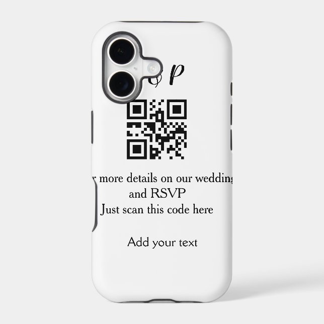 Wedding website rsvp q r code add name text thr iphone case (Back)