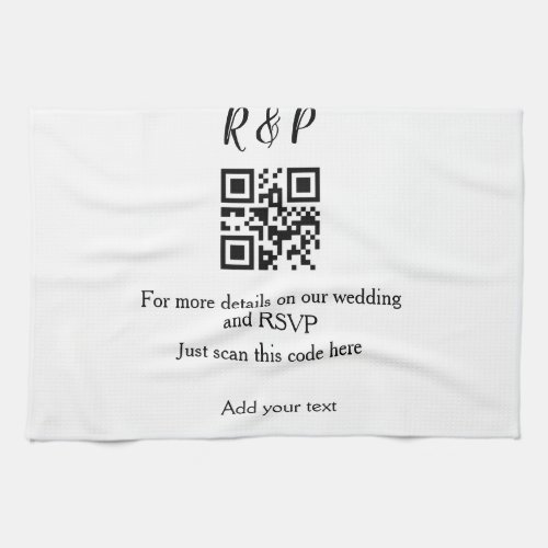 Wedding website rsvp q r code add name text thr kitchen towel