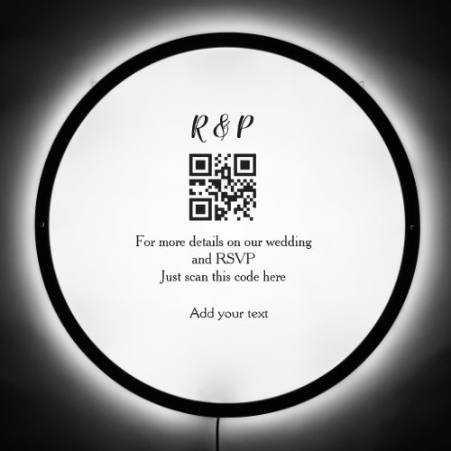 Wedding website rsvp q r code add name text thr LED sign