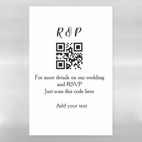 Wedding website rsvp q r code add name text thr magnetic dry erase sheet