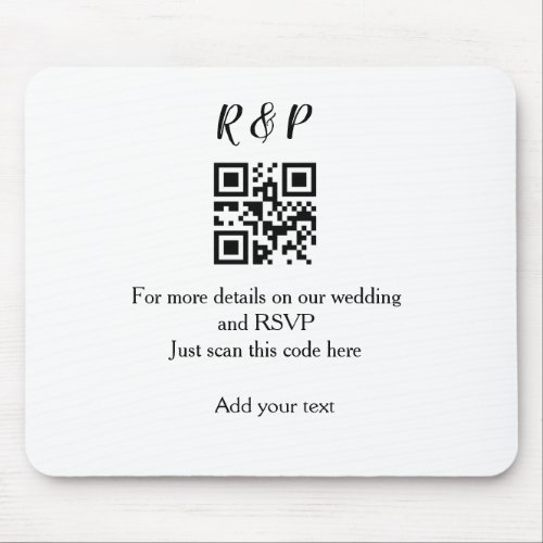 Wedding website rsvp q r code add name text thr mouse pad
