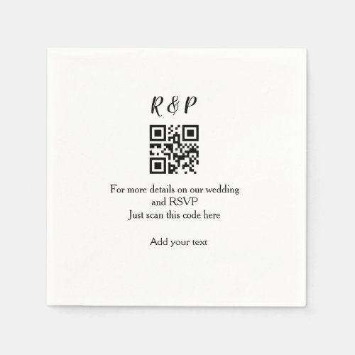 Wedding website rsvp q r code add name text thr napkins