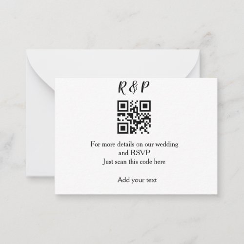 Wedding website rsvp q r code add name text thr note card
