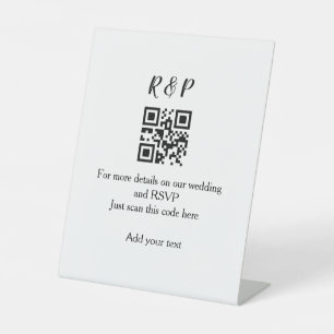 Wedding website rsvp q r code add name text thr pedestal sign