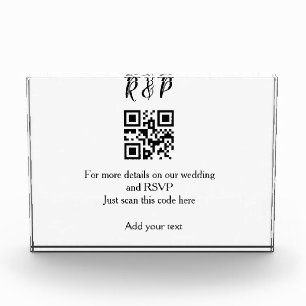 Wedding website rsvp q r code add name text thr photo block