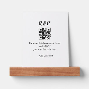 Wedding website rsvp q r code add name text thr picture ledge