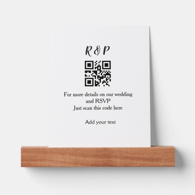 Wedding website rsvp q r code add name text thr picture ledge (Front)