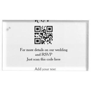Wedding website rsvp q r code add name text thr place card holder