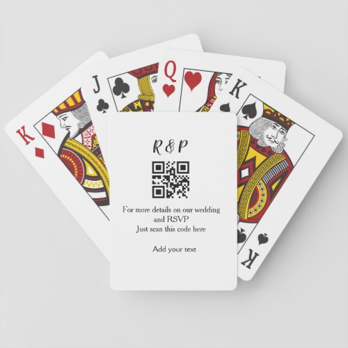 Wedding website rsvp q r code add name text thr playing cards