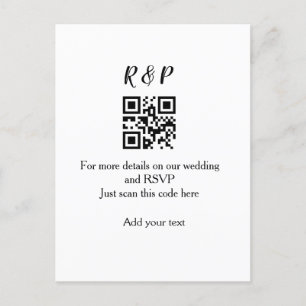 Wedding website rsvp q r code add name text thr postcard