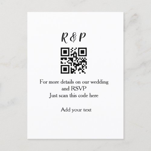 Wedding website rsvp q r code add name text thr postcard