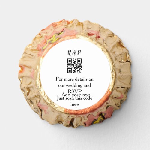 Wedding website rsvp q r code add name text thr reeses peanut butter cups