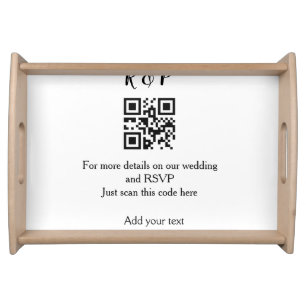 Wedding website rsvp q r code add name text thr serving tray