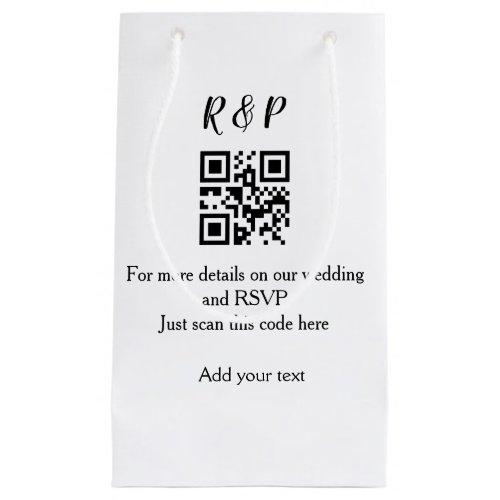 Wedding website rsvp q r code add name text thr small gift bag