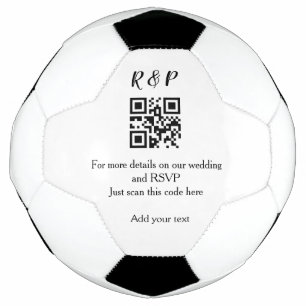 Wedding website rsvp q r code add name text thr soccer ball