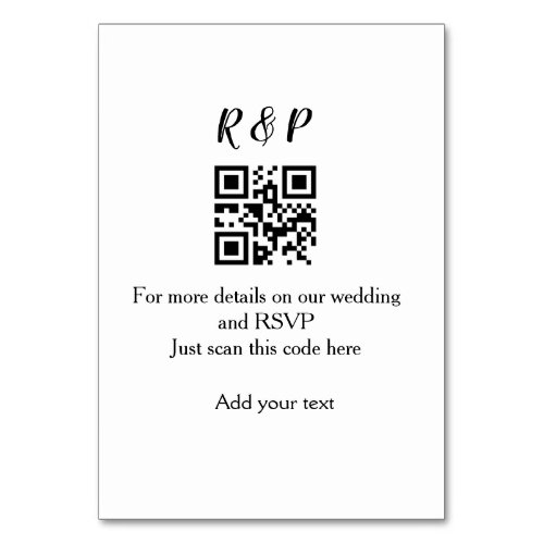 Wedding website rsvp q r code add name text thr table number