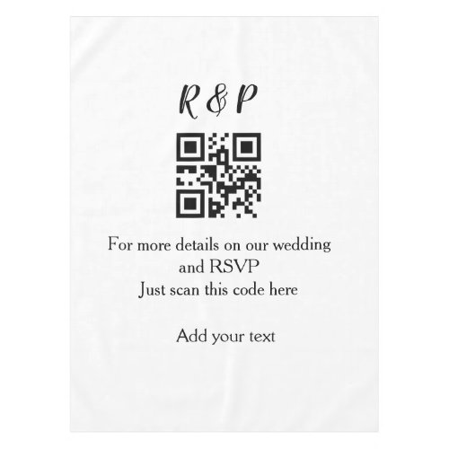 Wedding website rsvp q r code add name text thr tablecloth