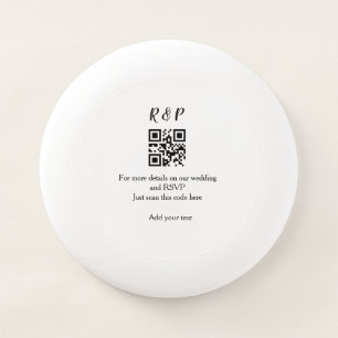 Wedding website rsvp q r code add name text thr Wham-O frisbee