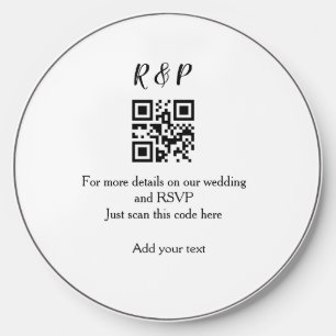 Wedding website rsvp q r code add name text thr wireless charger 