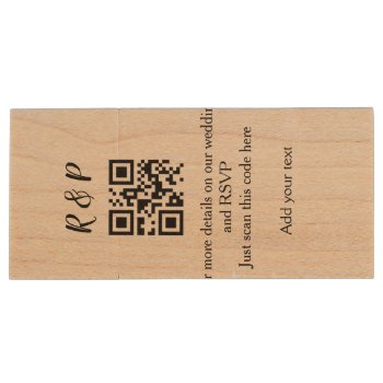 Wedding Website Rsvp Q R Code Add Name Text Thr Wood Flash Drive by Colorcuracion at Zazzle