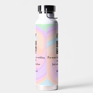 Wedding website rsvp q r code add name text  water bottle