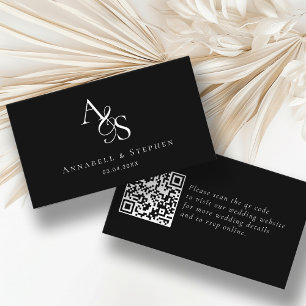 Wedding Website, RSVP, QR-Code, Elegant, Monogram Enclosure Card