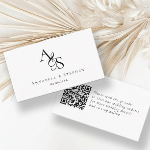 Wedding Website, RSVP, QR-Code, Elegant, Monogram Enclosure Card