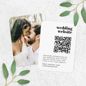 Wedding Website | RSVP QR Code Photo Retro Enclosure Card