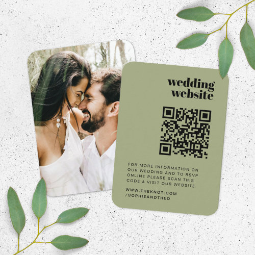Wedding Website  RSVP QR Code Photo Retro Enclosure Card
