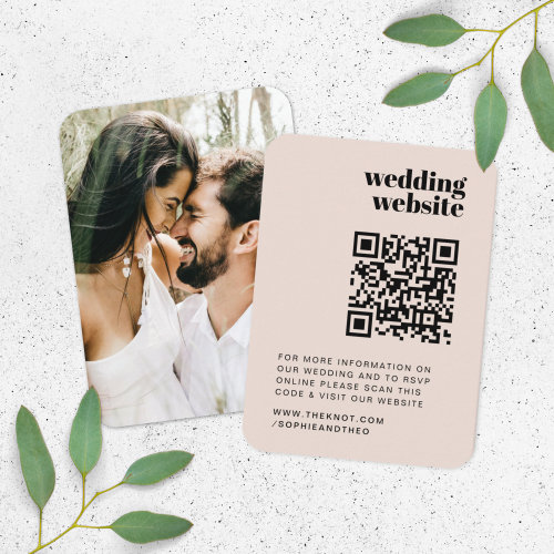 Wedding Website  RSVP QR Code Photo Retro Enclosure Card