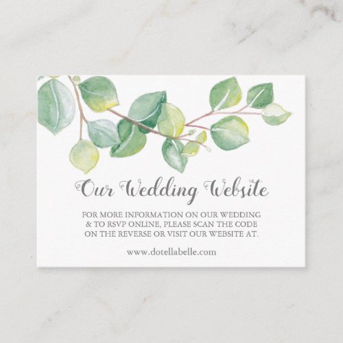 Wedding Website RSVP QR code Watercolor Eucalyptus Enclosure Card