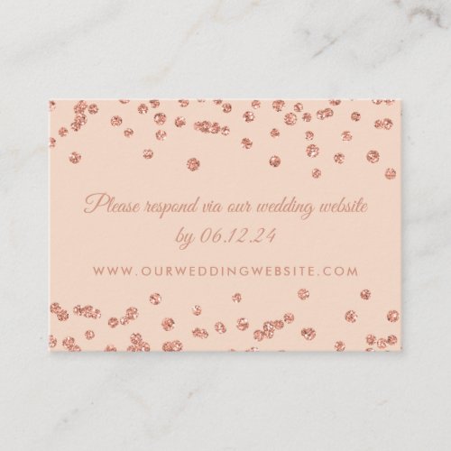 Wedding Website RSVP Rose Gold Confetti Blush Pink Enclosure Card