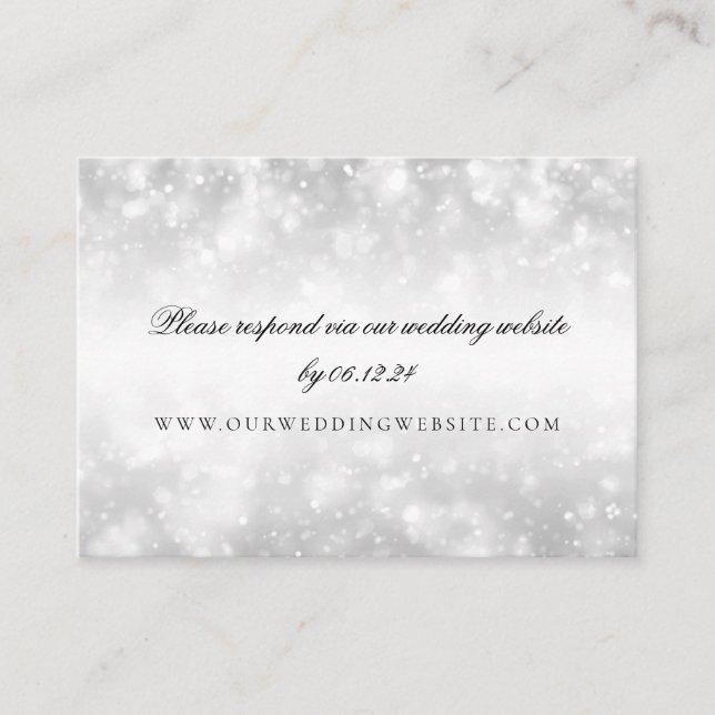 Wedding Website RSVP Silver Shimmer Lights Enclosure Card (Front)