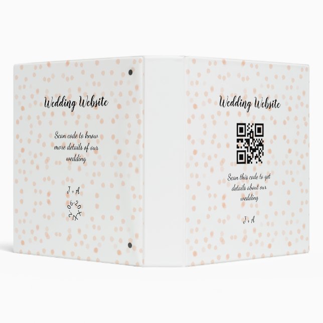 Wedding website scan QR code for details orange so 3 Ring Binder (Background)