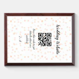 Wedding website scan QR code for details orange so Award Plaque