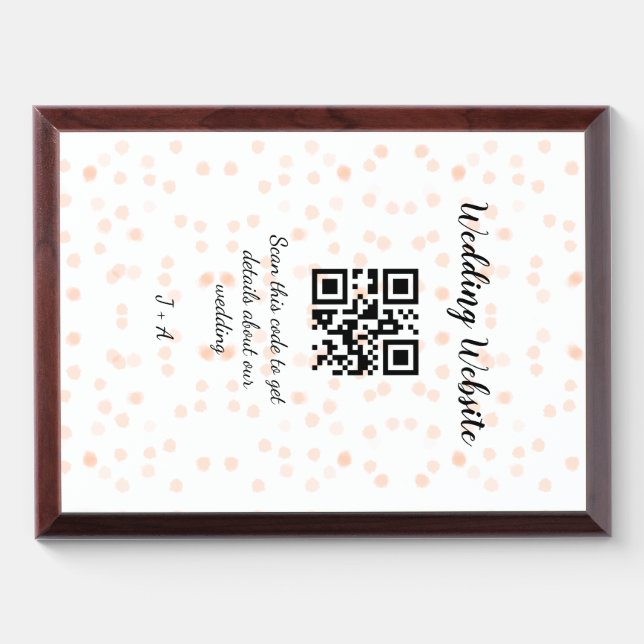 Wedding website scan QR code for details orange so Award Plaque (Horizontal)