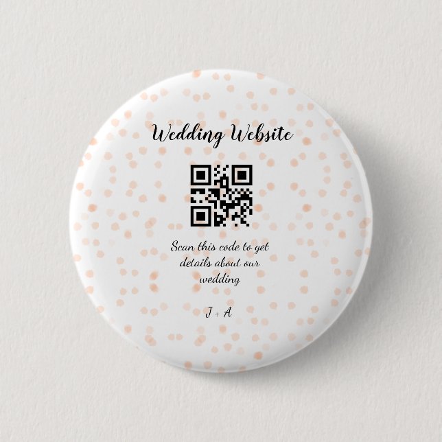 Wedding website scan QR code for details orange so Button (Front)