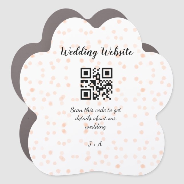 Wedding website scan QR code for details orange so Car Magnet (Front)