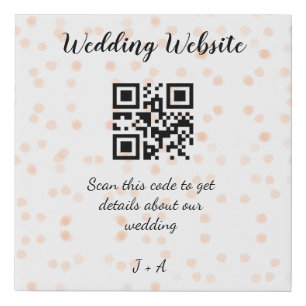 Wedding website scan QR code for details orange so Faux Canvas Print
