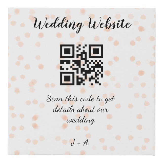 Wedding website scan QR code for details orange so Faux Canvas Print (Front)
