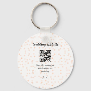 Wedding website scan QR code for details orange so Keychain