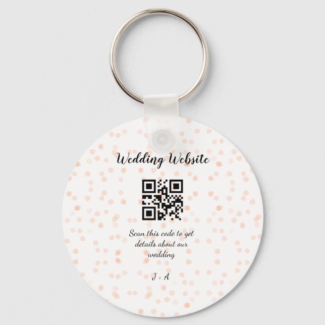 Wedding website scan QR code for details orange so Keychain (Front)