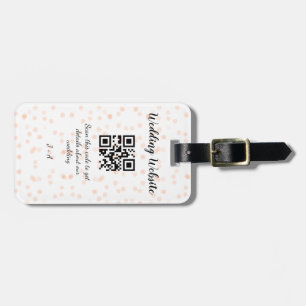Wedding website scan QR code for details orange so Luggage Tag