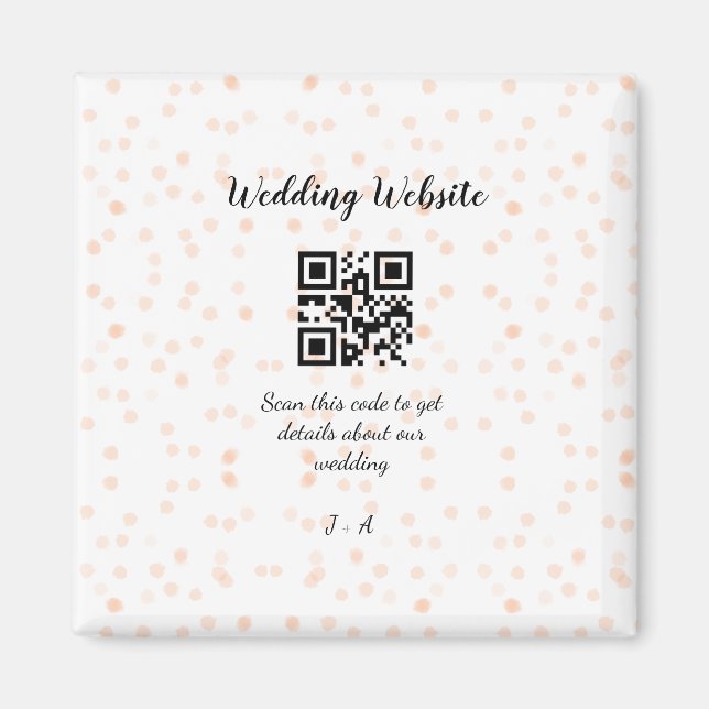 Wedding website scan QR code for details orange so Magnet (Front)